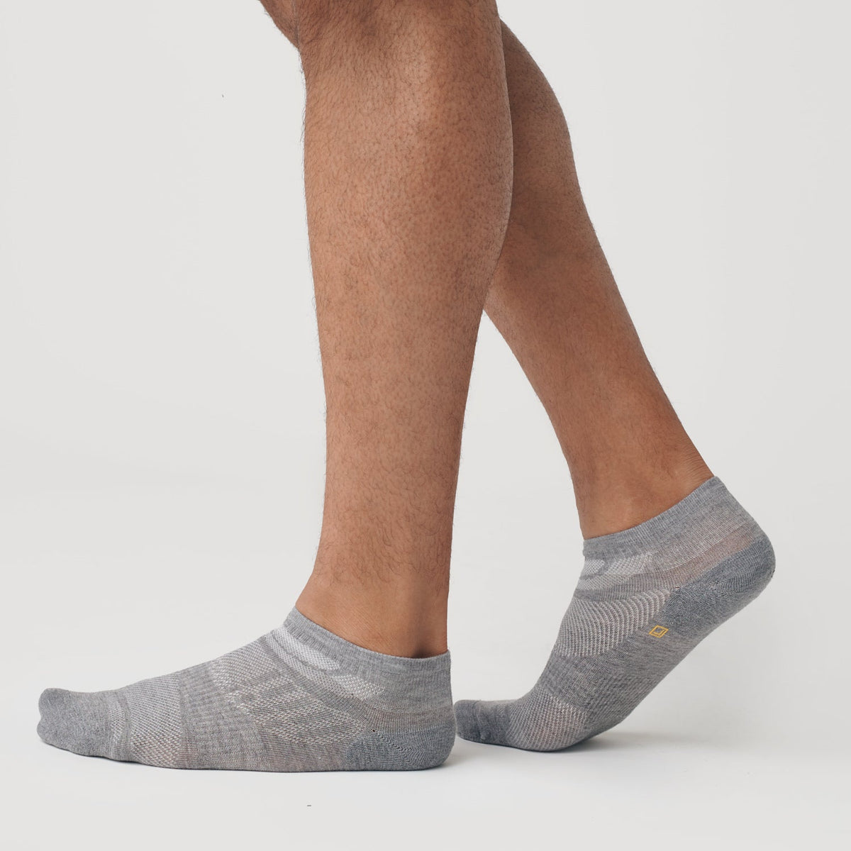 Heather Gray Ankle Socks 6-Pack worn below ankle.