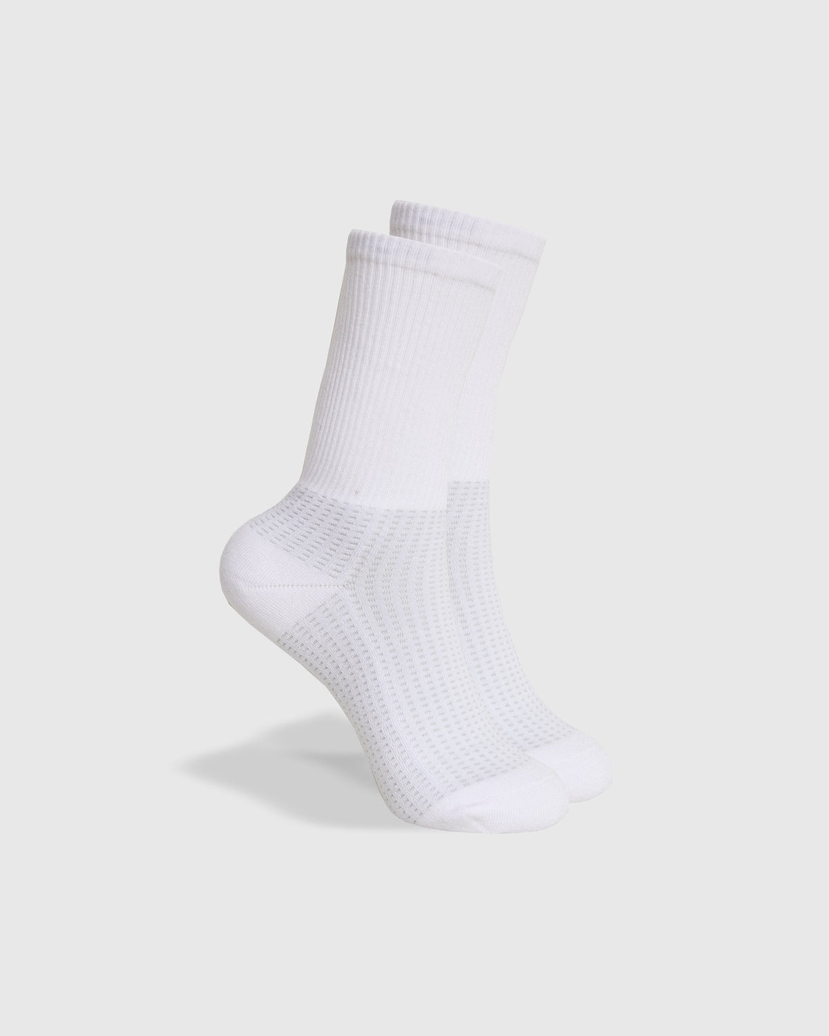 White Active Crew Socks 3-Pack, ribbed cuff, mesh-knit for breathability.