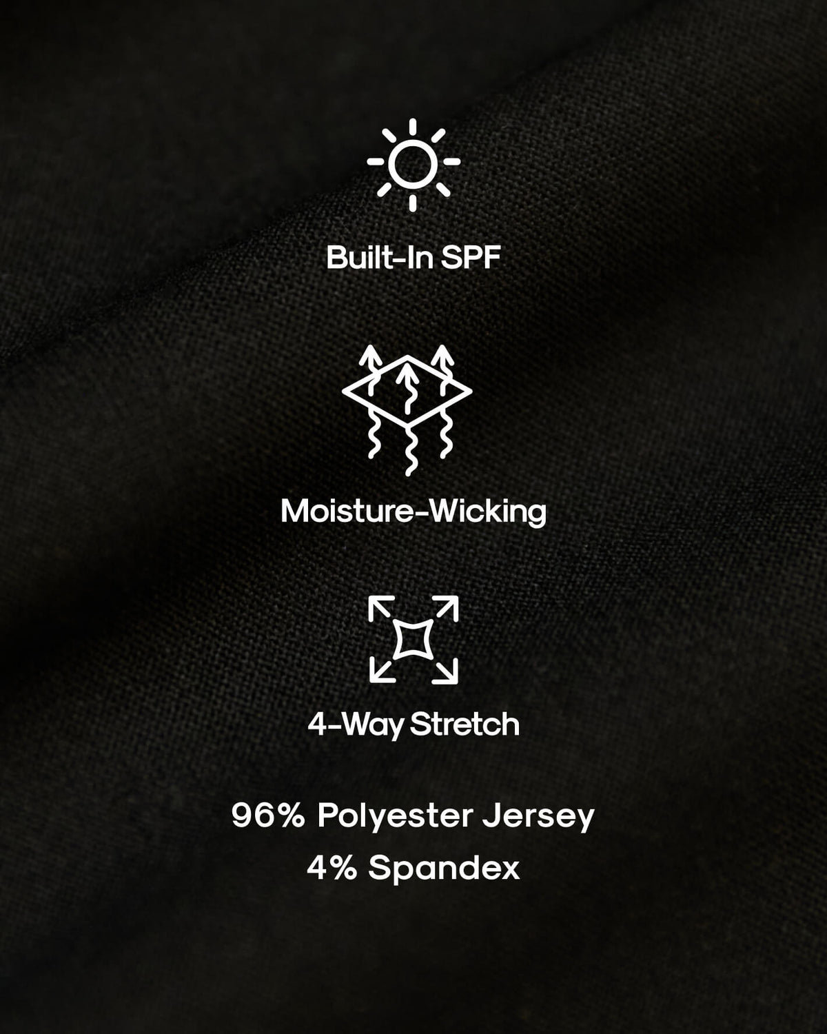 Black Active Crew Neck Tee with SPF, moisture-wicking, and 4-way stretch features.