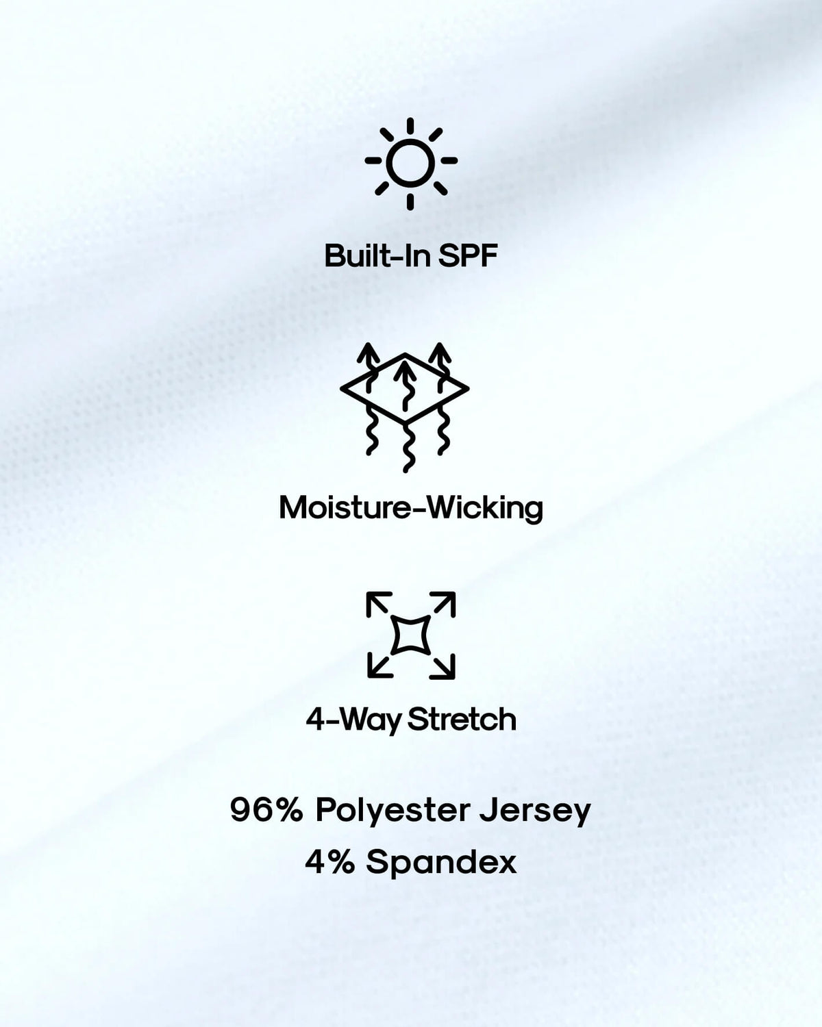 White Active Crew Neck Tee with SPF, moisture-wicking, and 4-way stretch features.