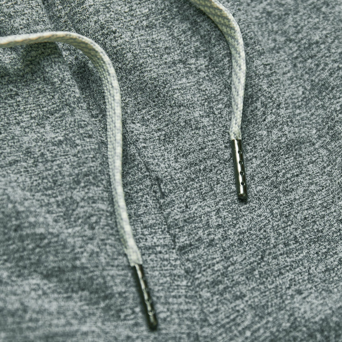 Heather Gray Active Comfort Shorts with metal-tipped braided drawcord.