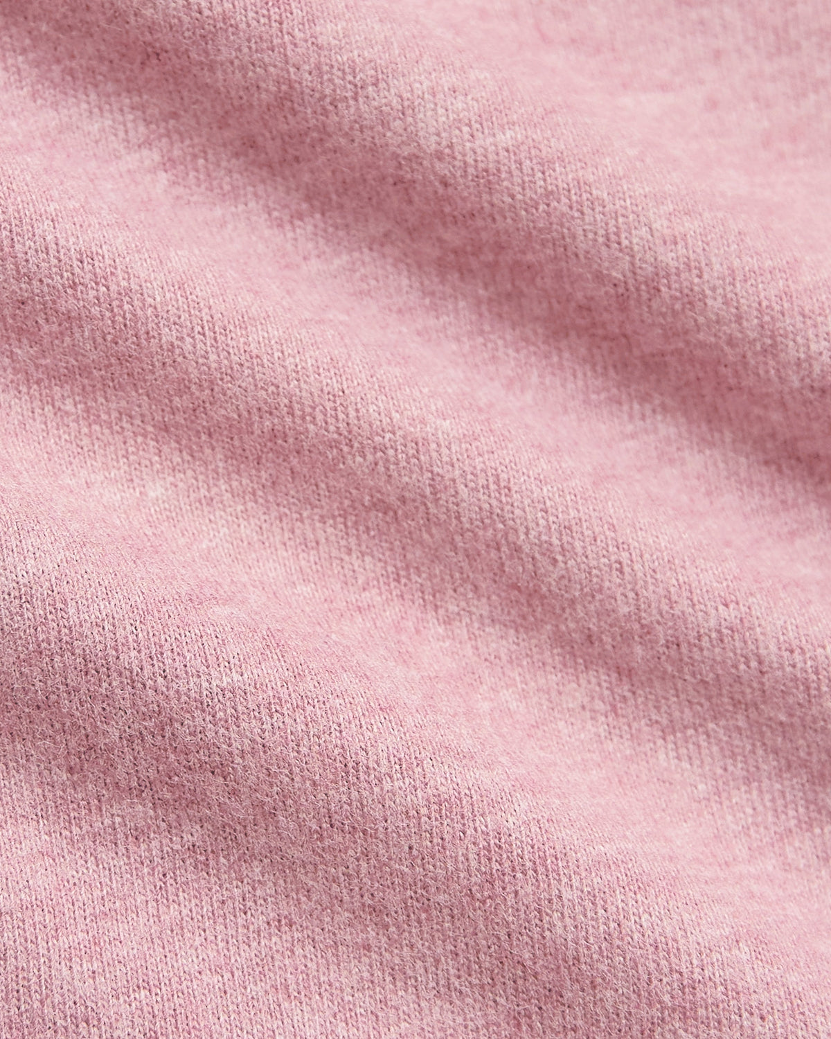 Light Heather Boysenberry Classic Crew Neck with soft pink, fuzzy knit texture.