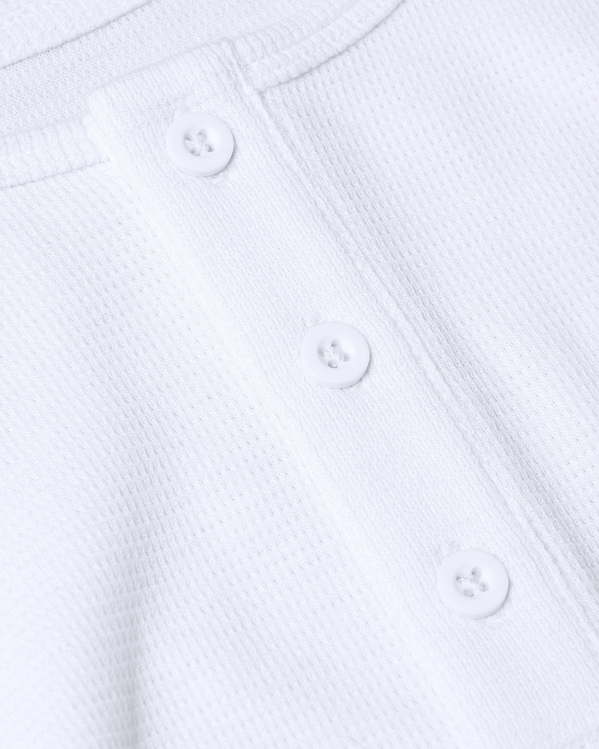 White Waffle Long Sleeve Henley 3-Pack