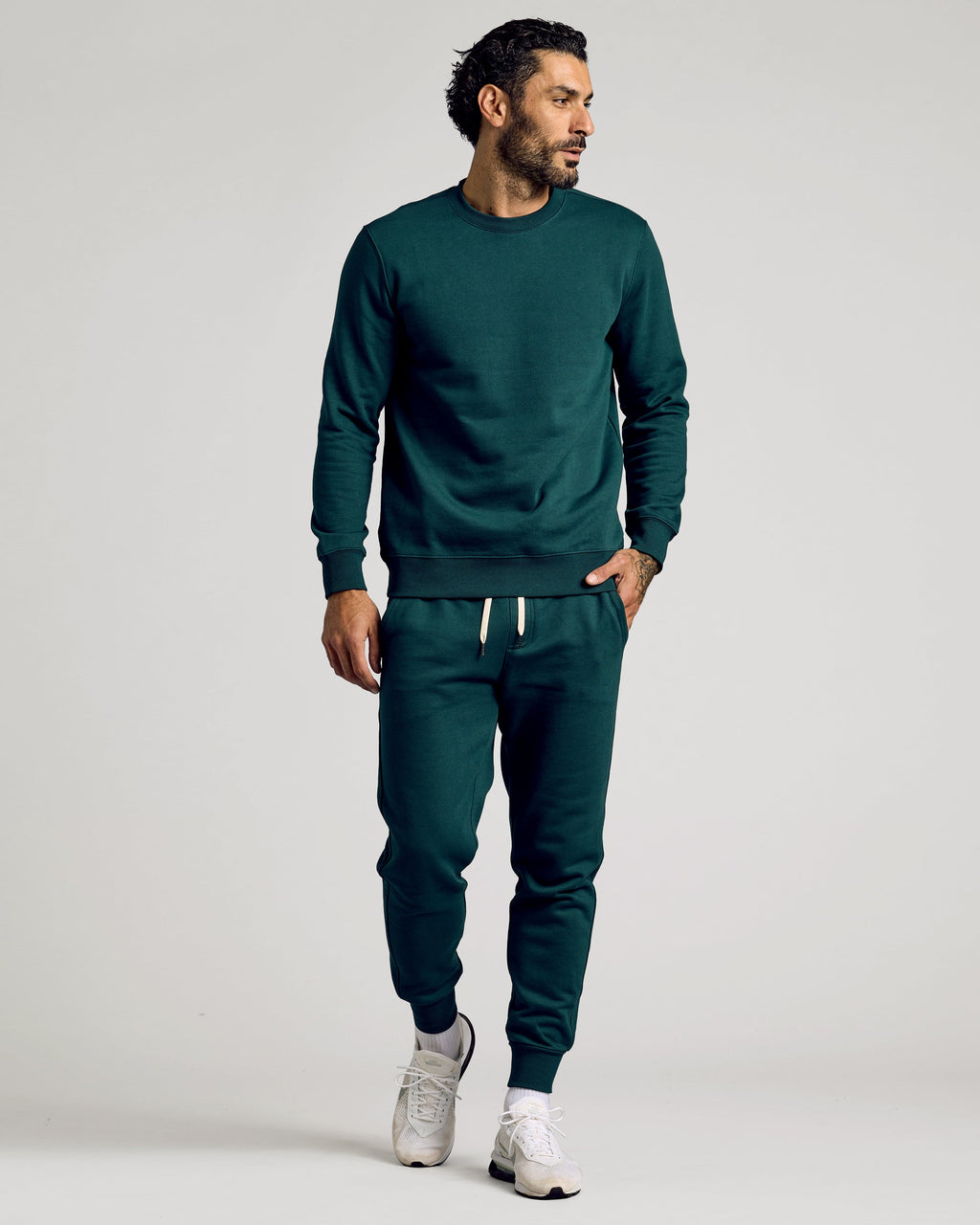 Emerald Fleece French Terry Pullover Crew Neck Sweatshirt