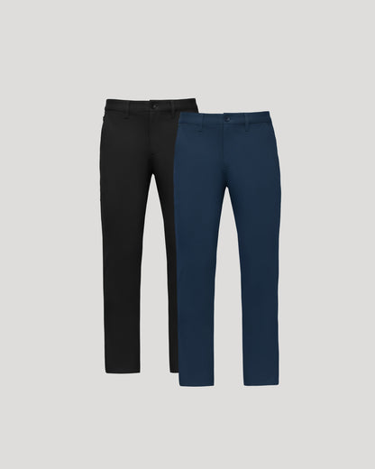 Navy & Black Straight Chino Pants 2-Pack