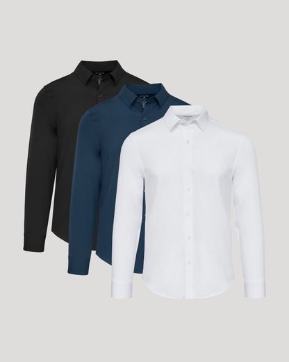 Staple Long Sleeve Performance Dress Shirt 3-Pack