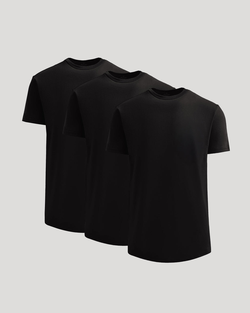 All Black Heavyweight Curved Hem Crew 3-Pack