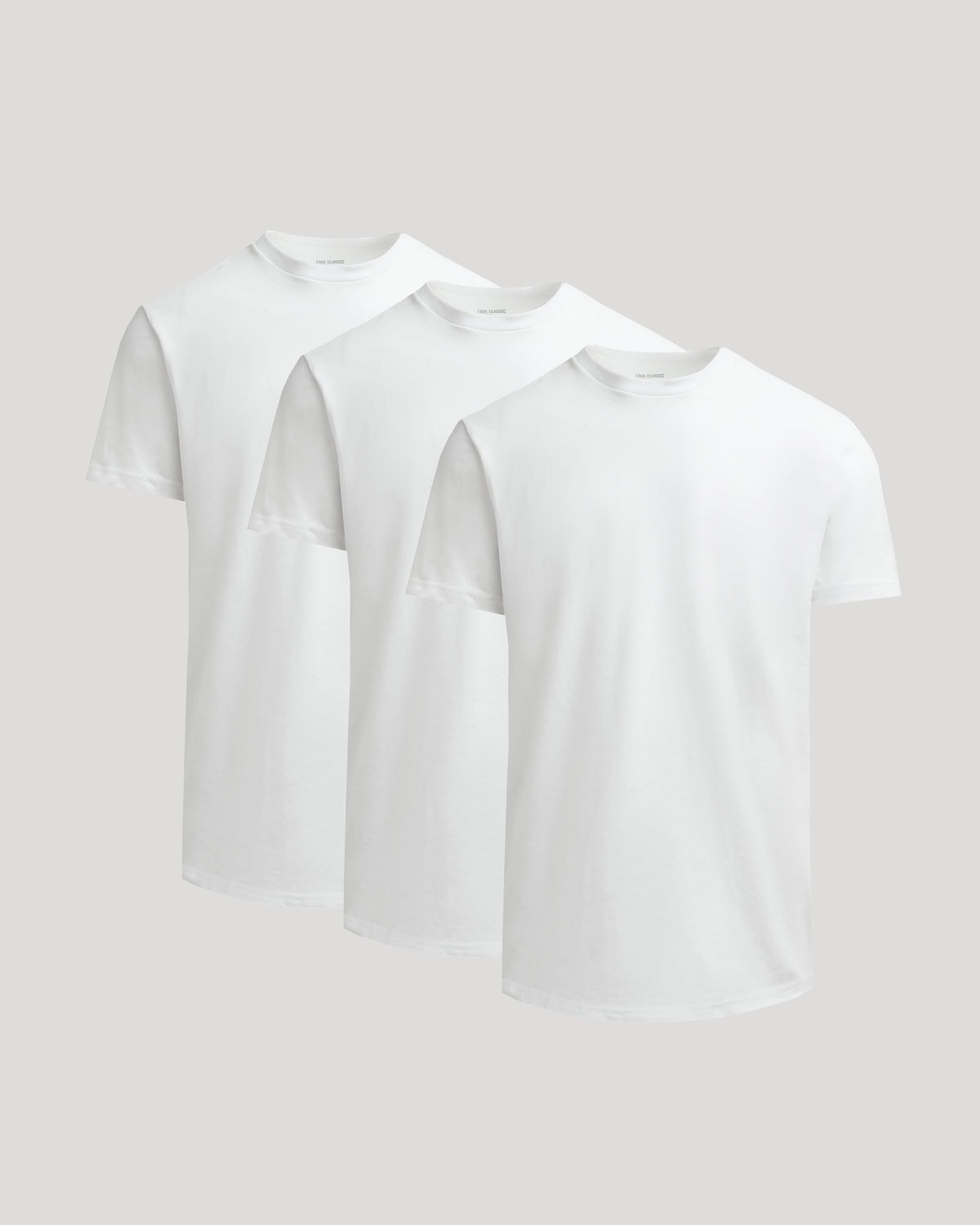 All White Heavyweight Curved Hem Crew 3-Pack