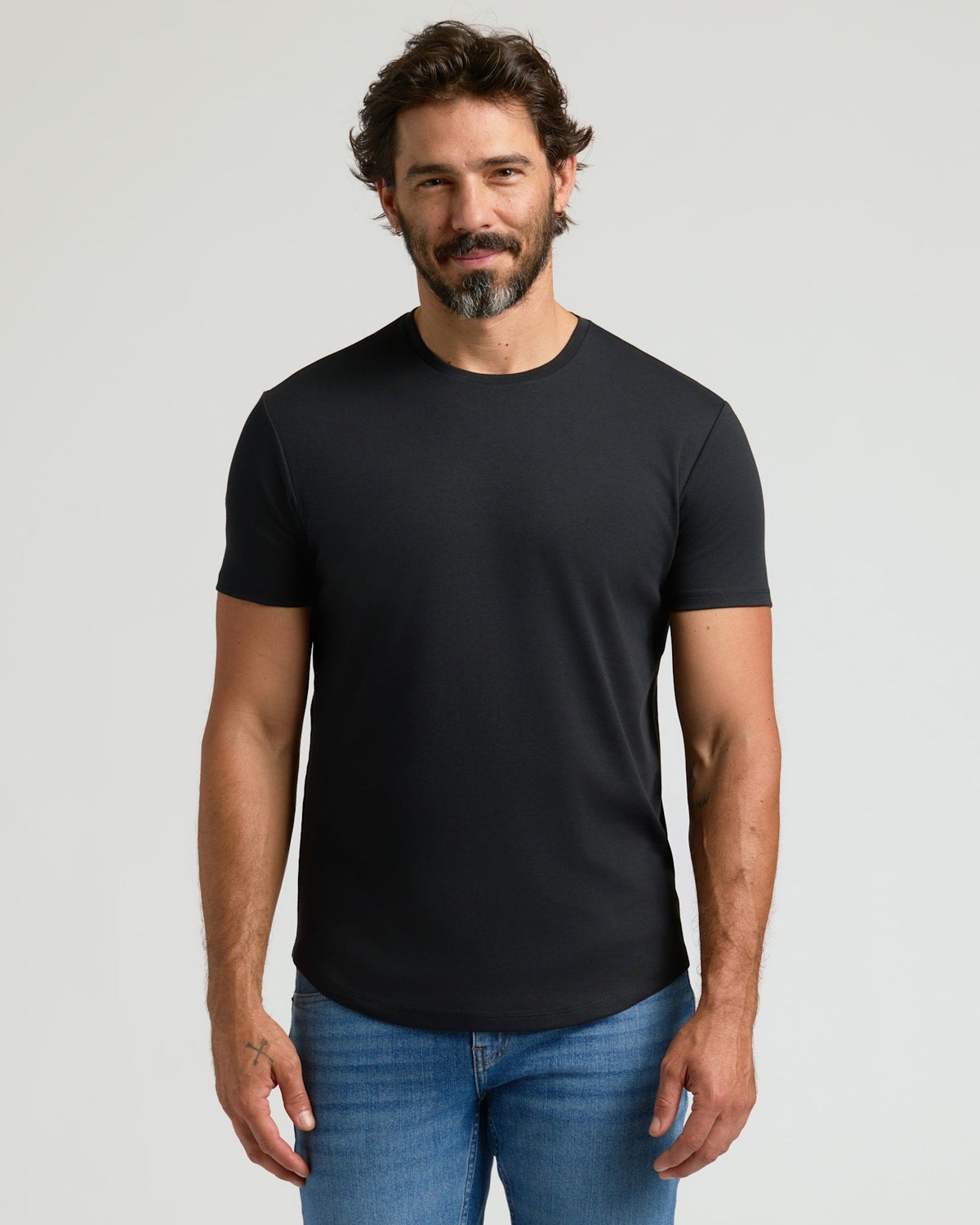 Pima Cotton Blend Curved Hem Crew 4-Pack