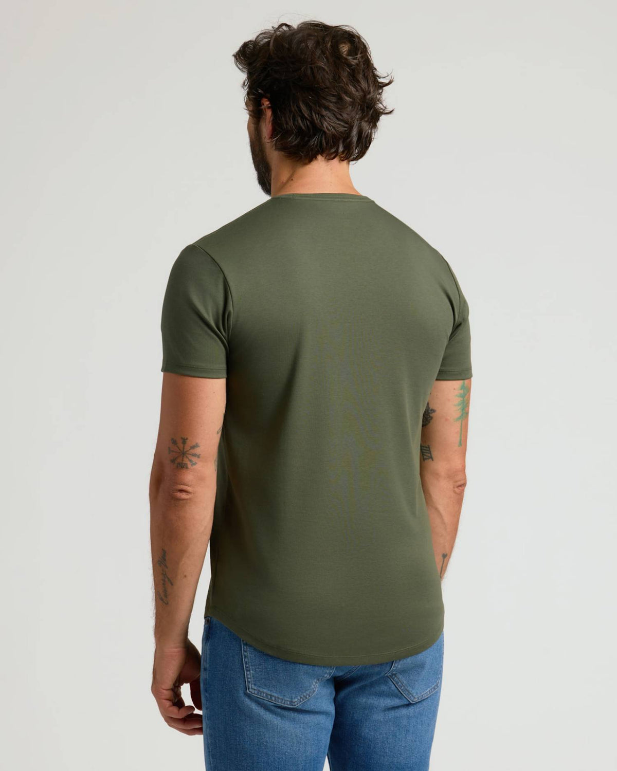 Pima Cotton Blend Curved Hem Crew 2-Pack