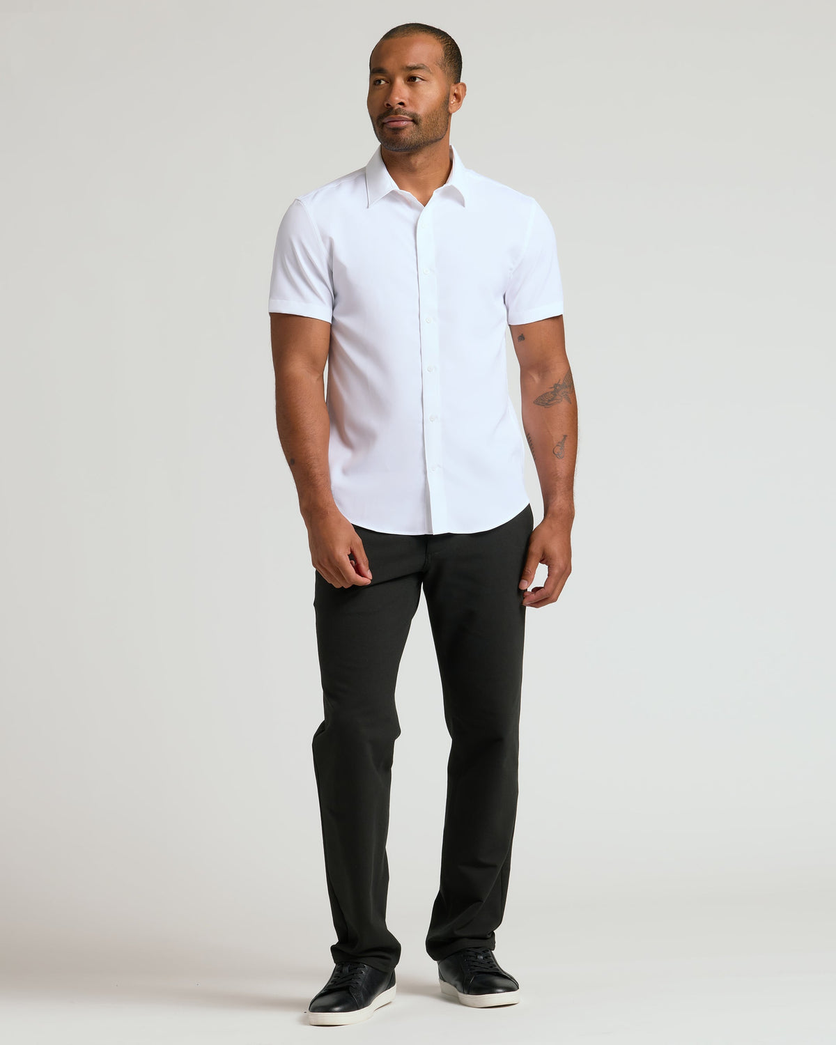 All White Short Sleeve Performance Dress Shirt 2-Pack