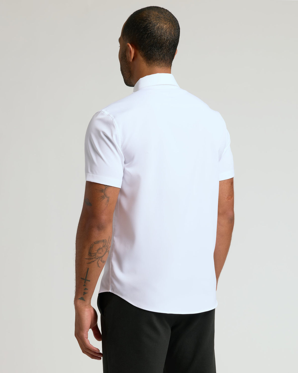 All White Short Sleeve Performance Dress Shirt 2-Pack