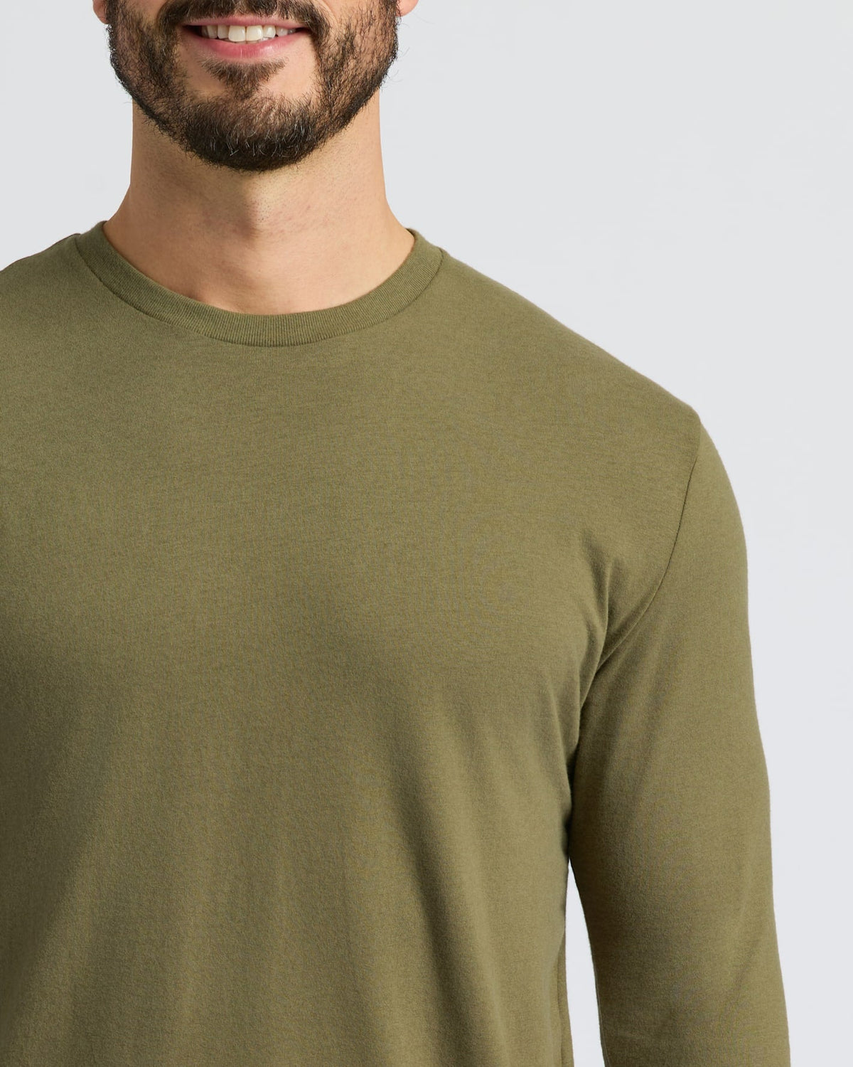 Military Green Classic Long Sleeve Crew Neck