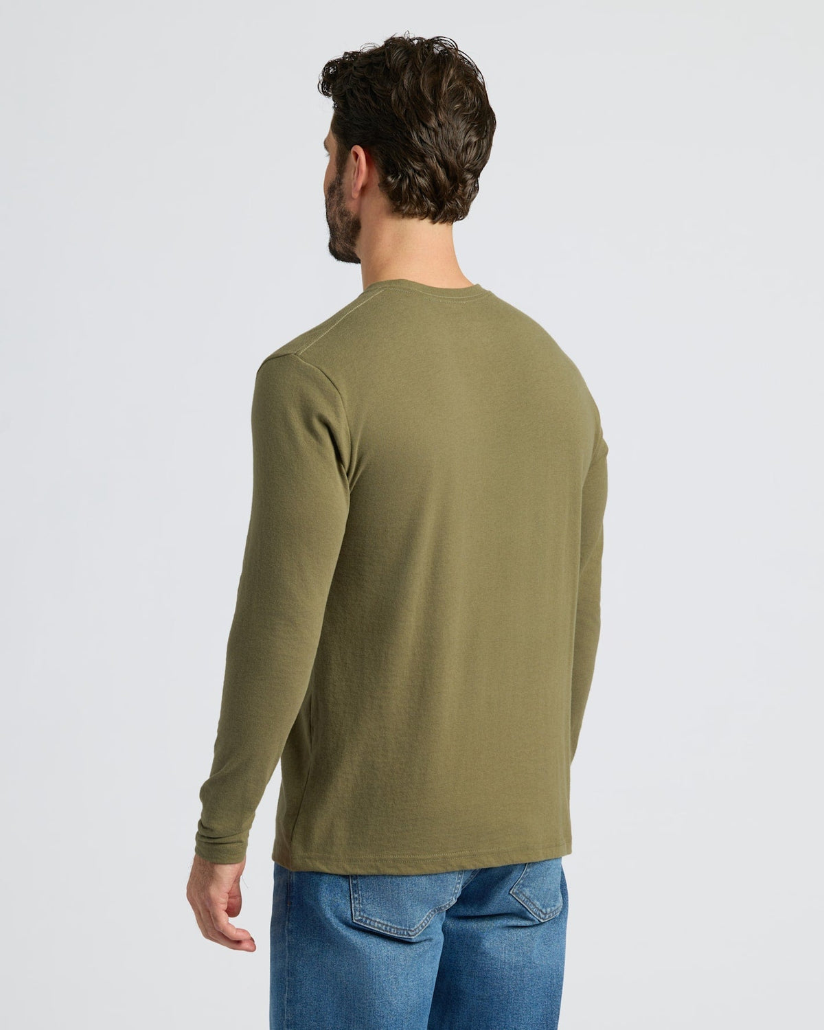 Military Green Classic Long Sleeve Crew Neck