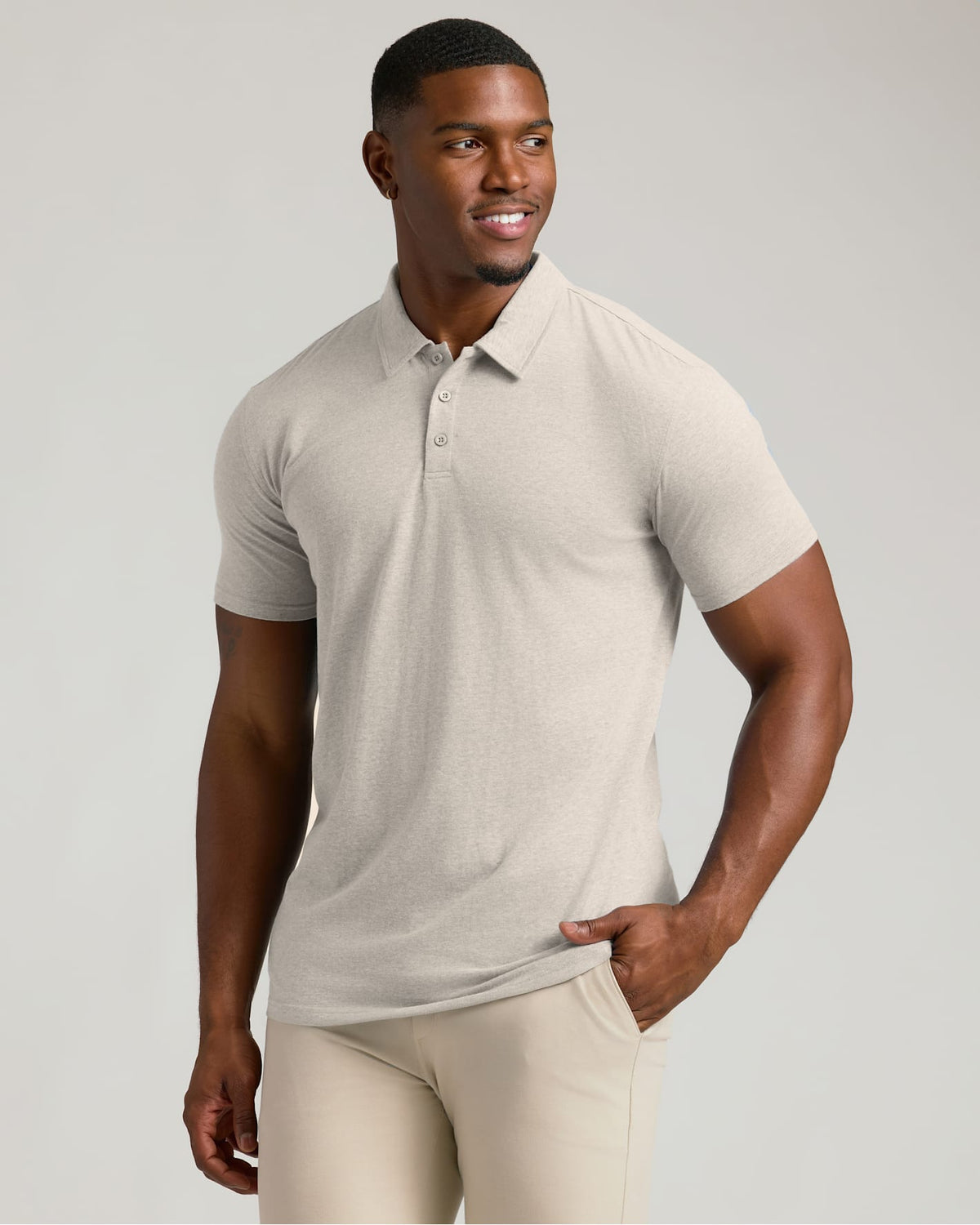 Oatmeal Short Sleeve Tall Polo