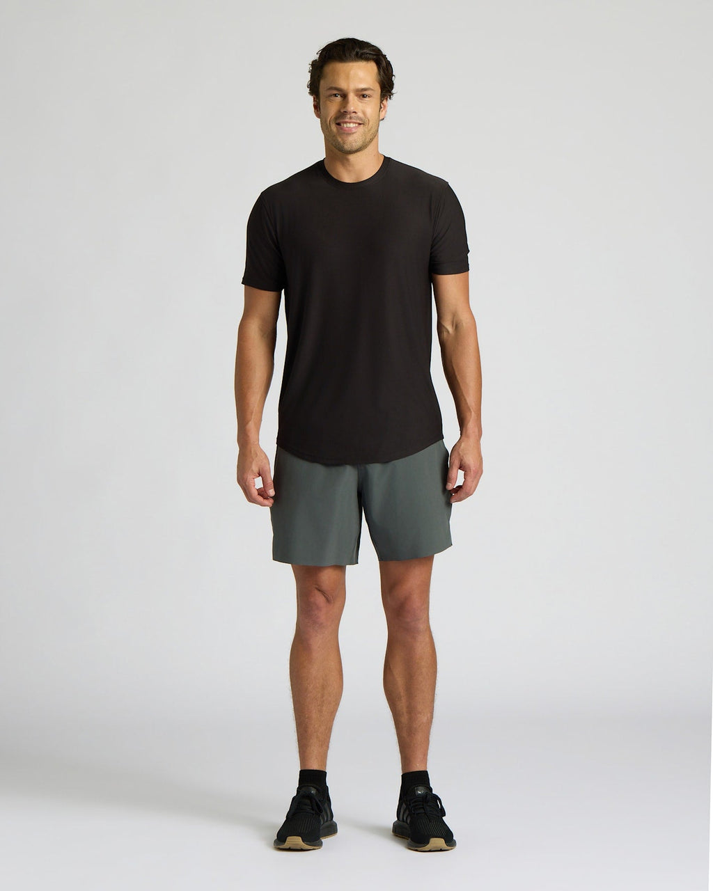 All Black Active Curved Hem Crew 3-Pack