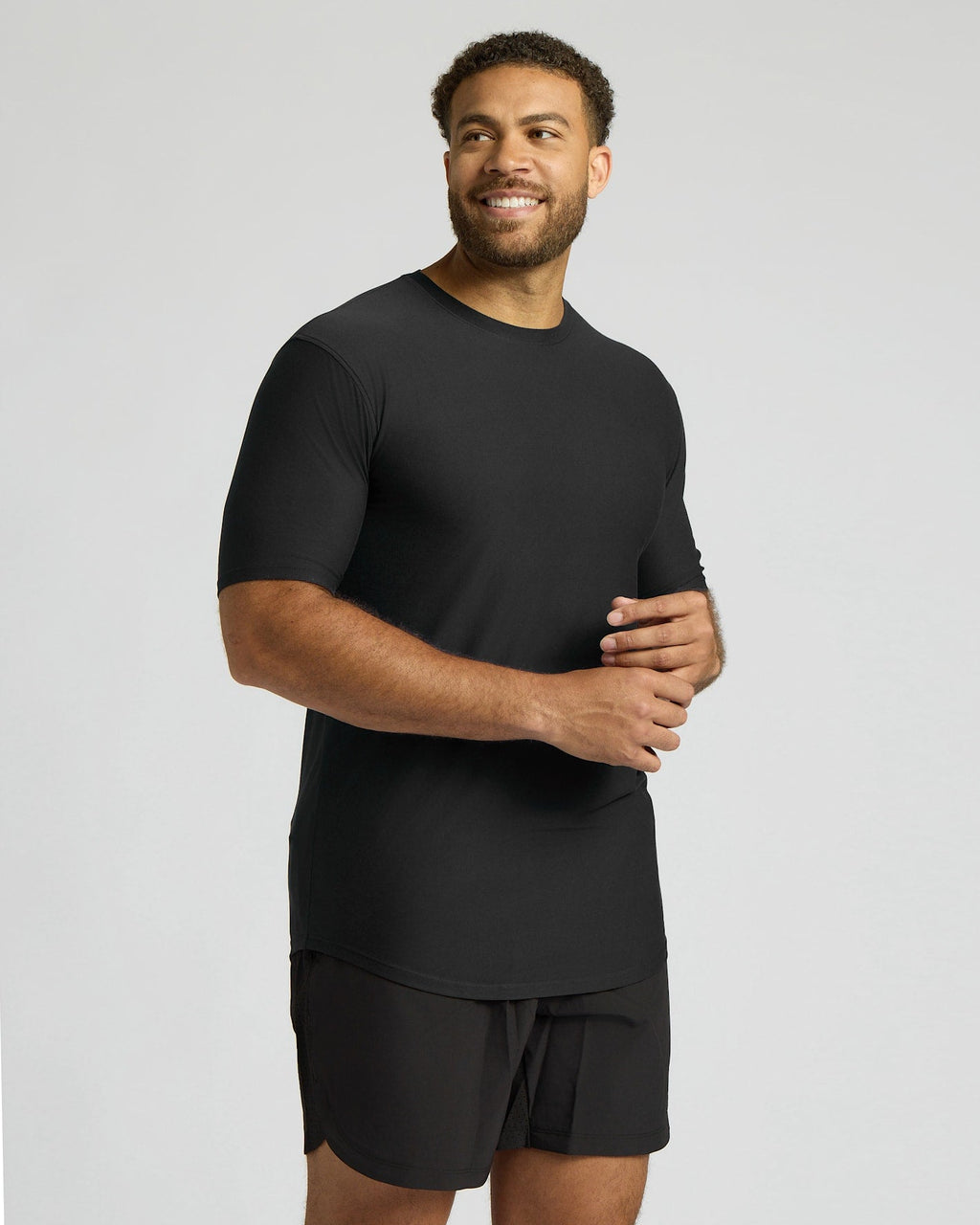 All Black Tall Active Curved Hem Crew 3-Pack