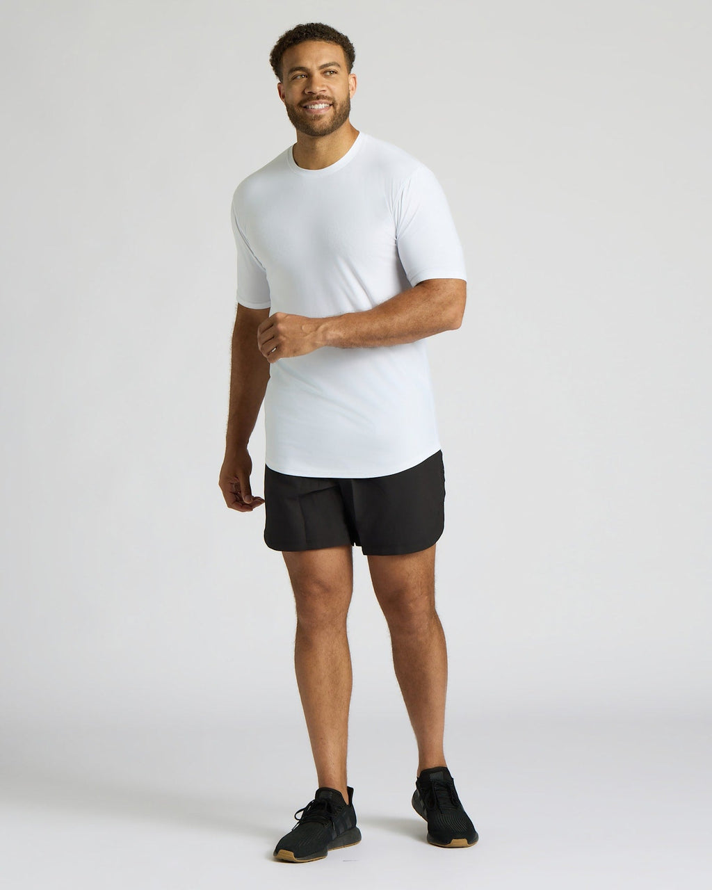 All White Tall Active Curved Hem Crew 3-Pack