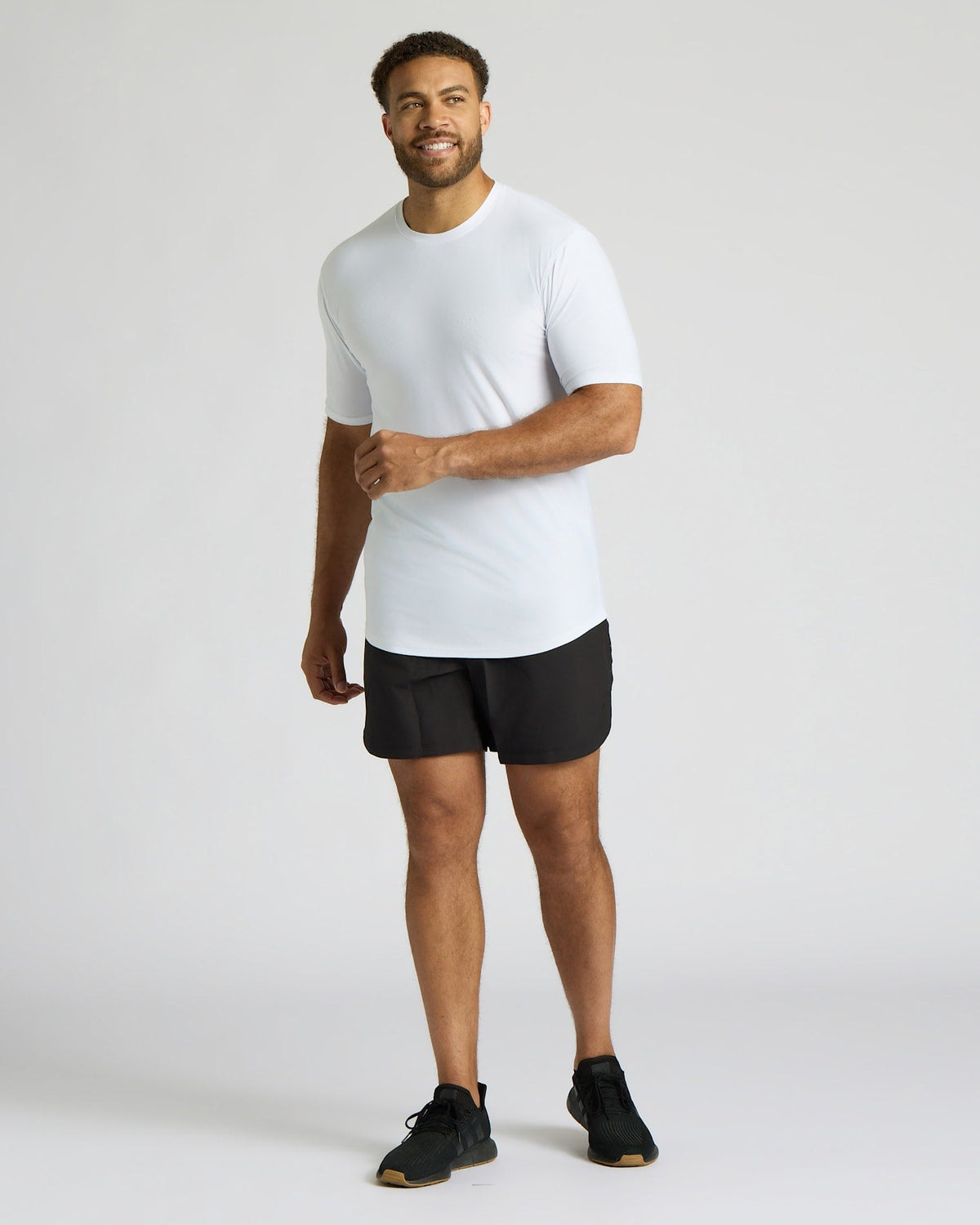 All White Tall Active Curved Hem Crew 3-Pack