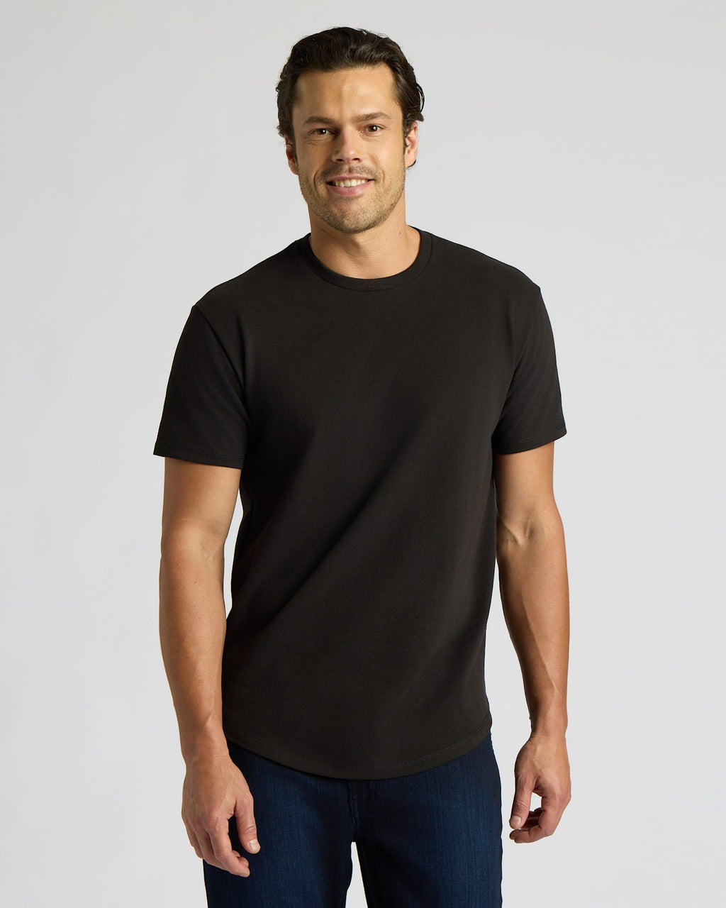 All Black Heavyweight Curved Hem Crew 3-Pack