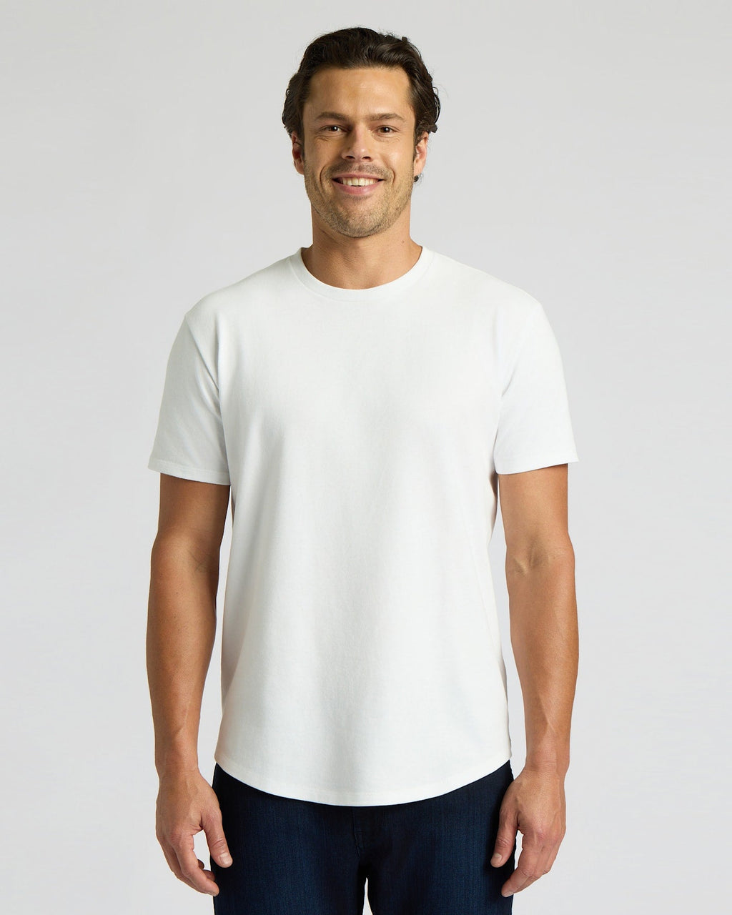 All White Heavyweight Curved Hem Crew 3-Pack