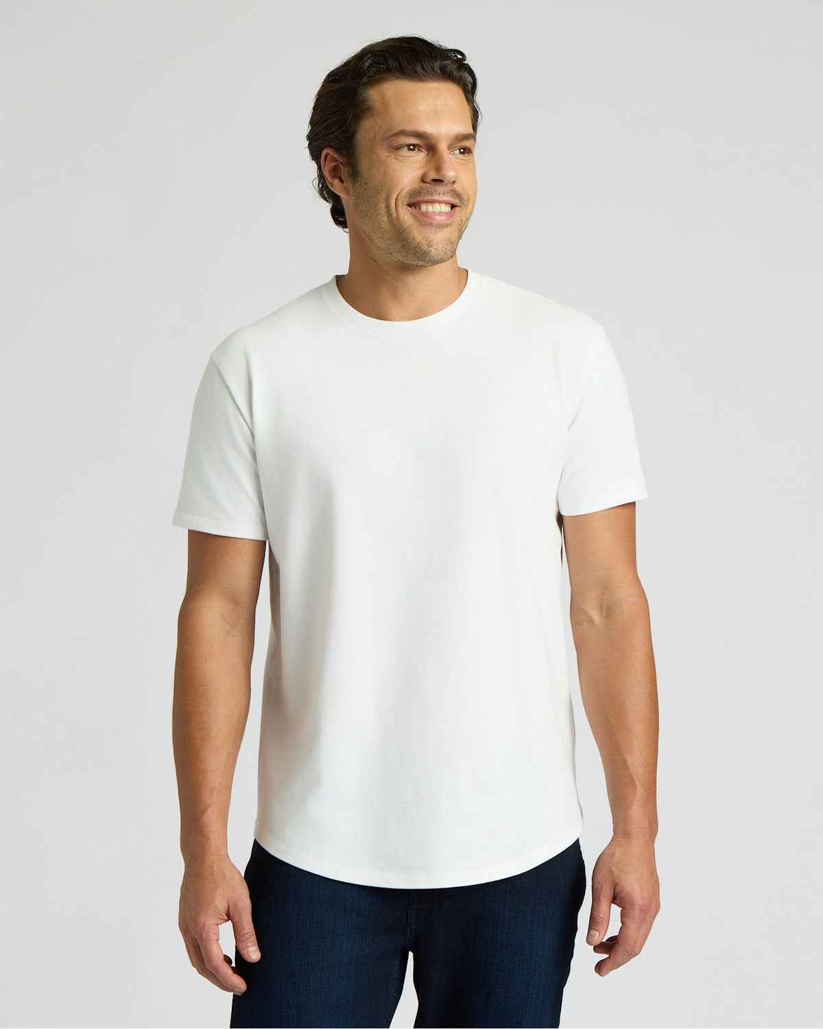 All White Heavyweight Curved Hem Crew 3-Pack