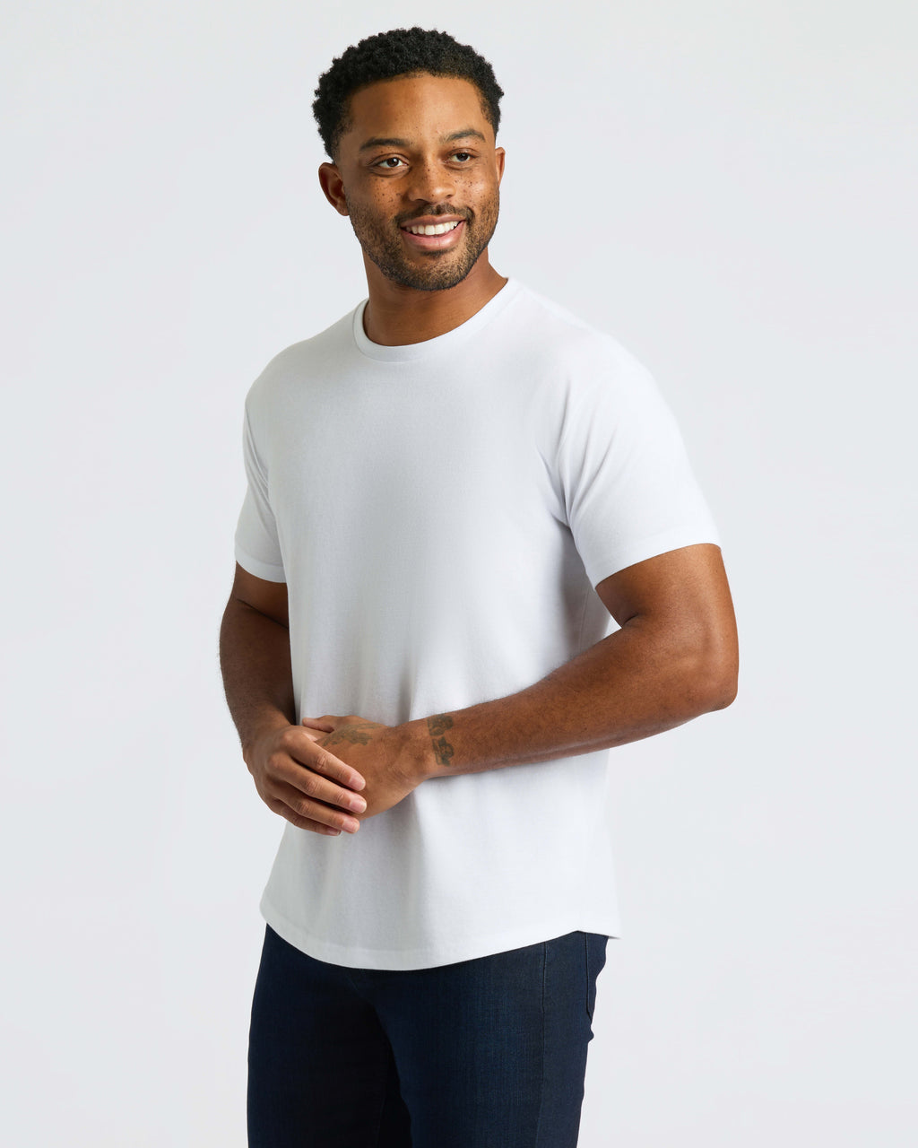 All White Curved Hem Classic Crew Neck 10-Pack