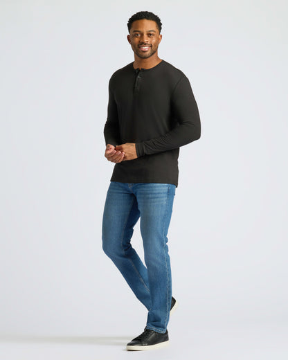 All Black Classic Henley 3-Pack