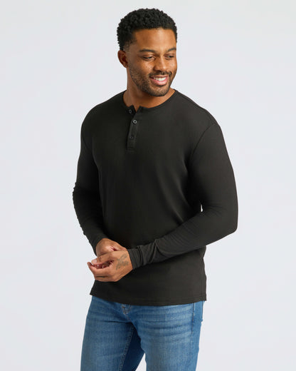 All Black Classic Henley 3-Pack