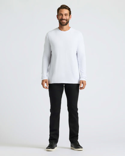 White Waffle Long Sleeve Crew Neck