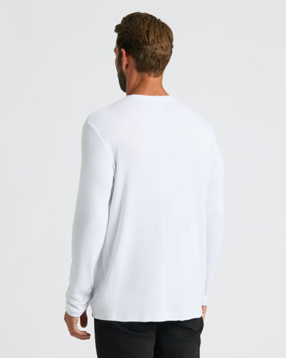 White Waffle Long Sleeve Crew Neck