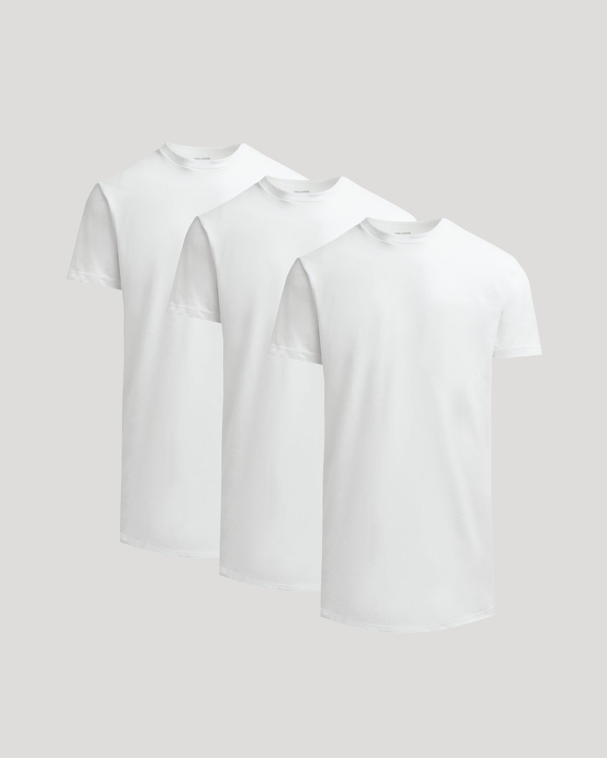 All White Tall Heavyweight Curved Hem Crew 3-Pack